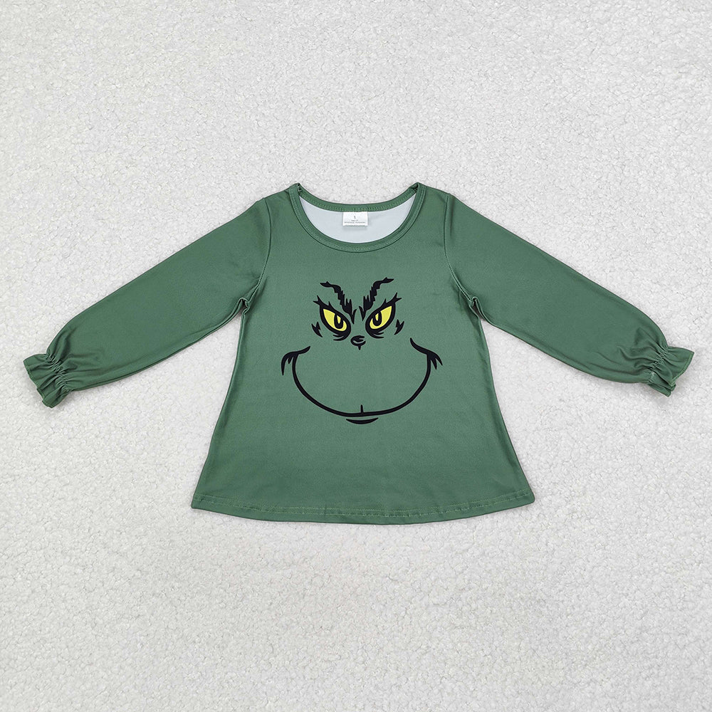 Sibling Baby Girls Boys Christmas Green Face Smile Tunic Tops