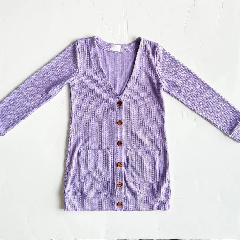 Baby Girls Lavender Fall Pockets Tops Cardigans Preorder