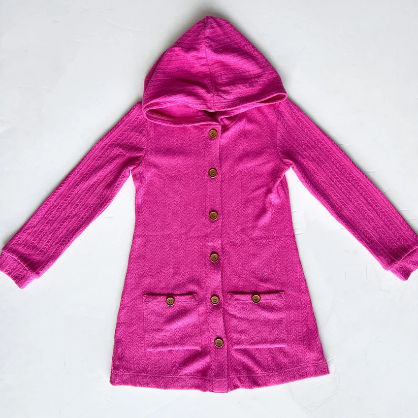 Baby Girls Hotpink Fall Pockets Hooded Tops Cardigans Preorder