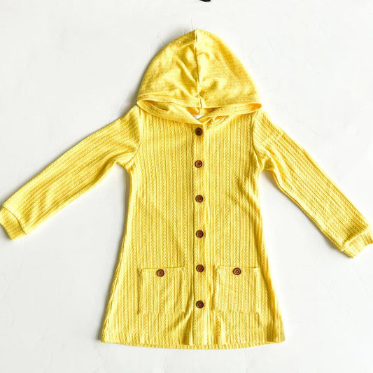 Baby Girls Yellow Fall Pockets Hooded Tops Cardigans Preorder