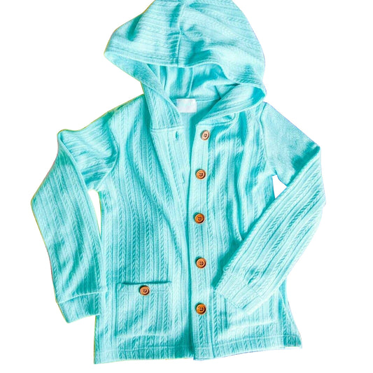 Baby Girls Blue Fall Pockets Hooded Tops Cardigans Preorder