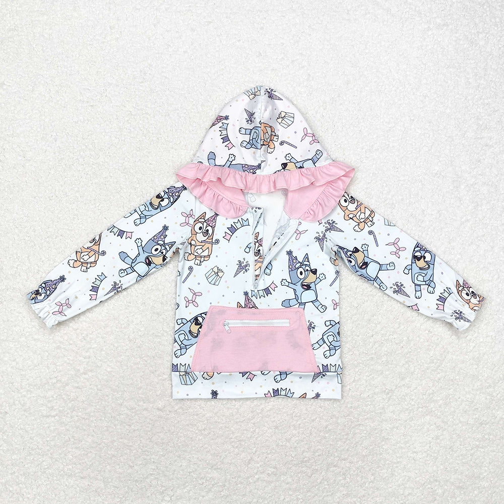 Baby Girls Dogs Birthday Hooded Long Sleeve Tops