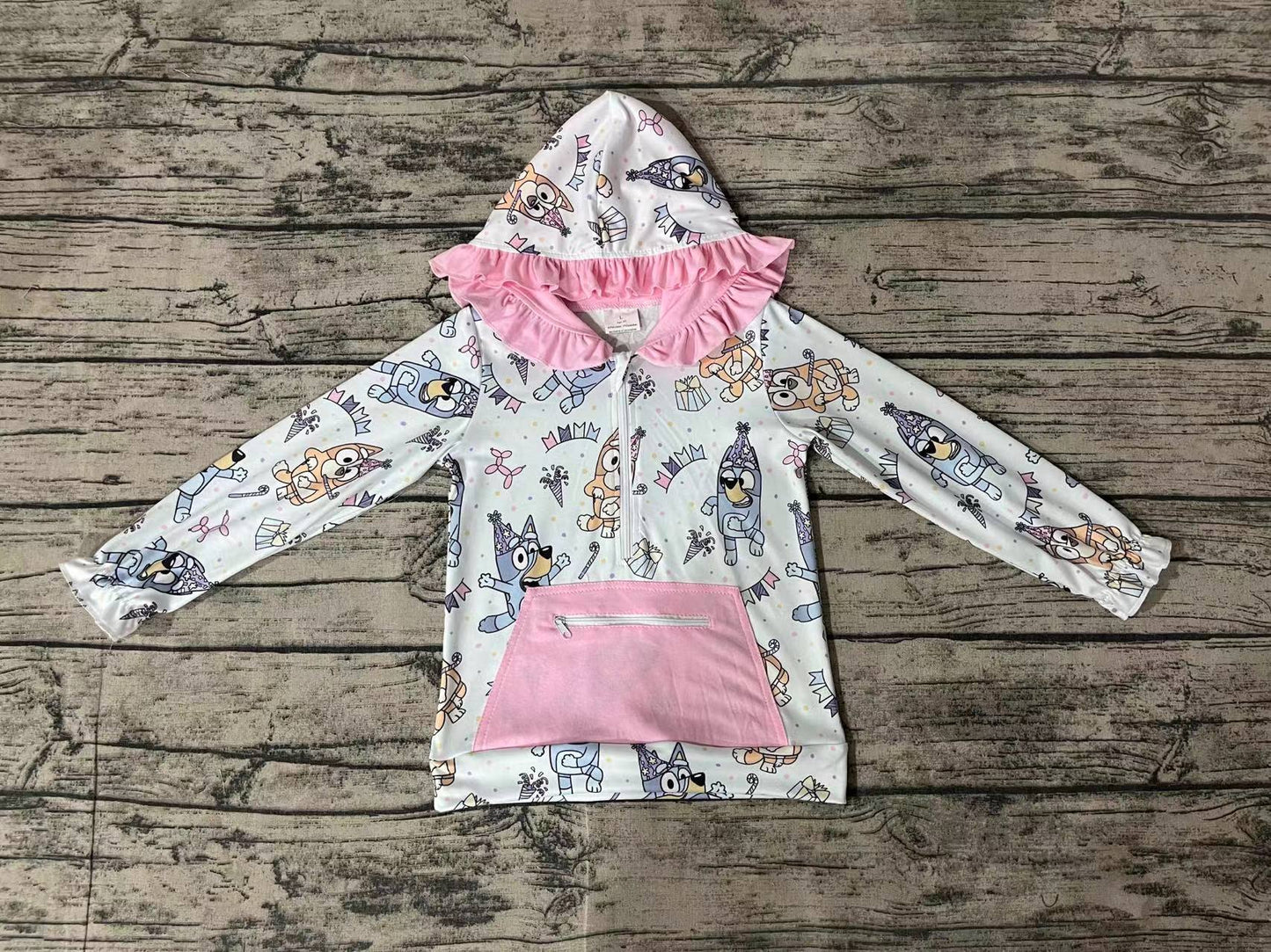 Baby Girls Dogs Birthday Hooded Long Sleeve Tops