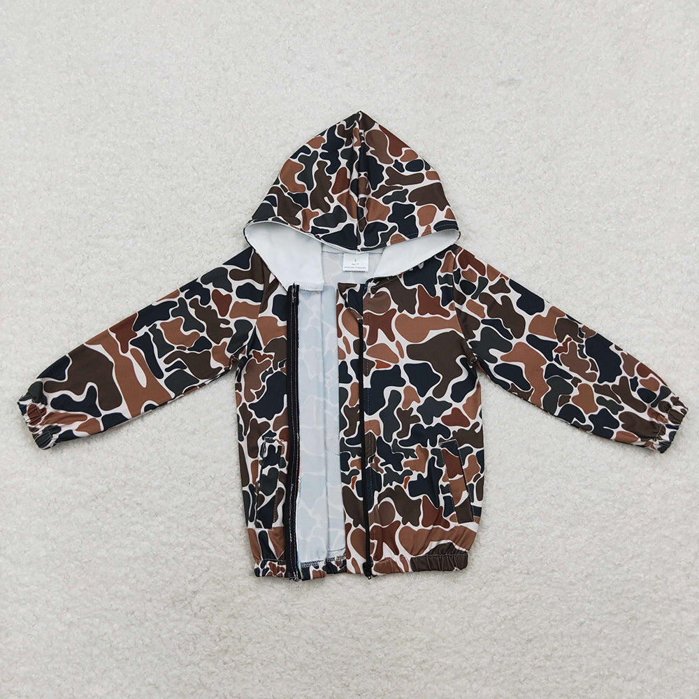 Baby Girls Camo Hooded Long Sleeve Zip Jackets Tops