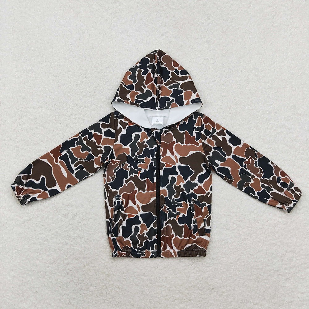 Sibling Baby Boys Hunting Camo Hooded Long Sleeve Zip Jackets Tops