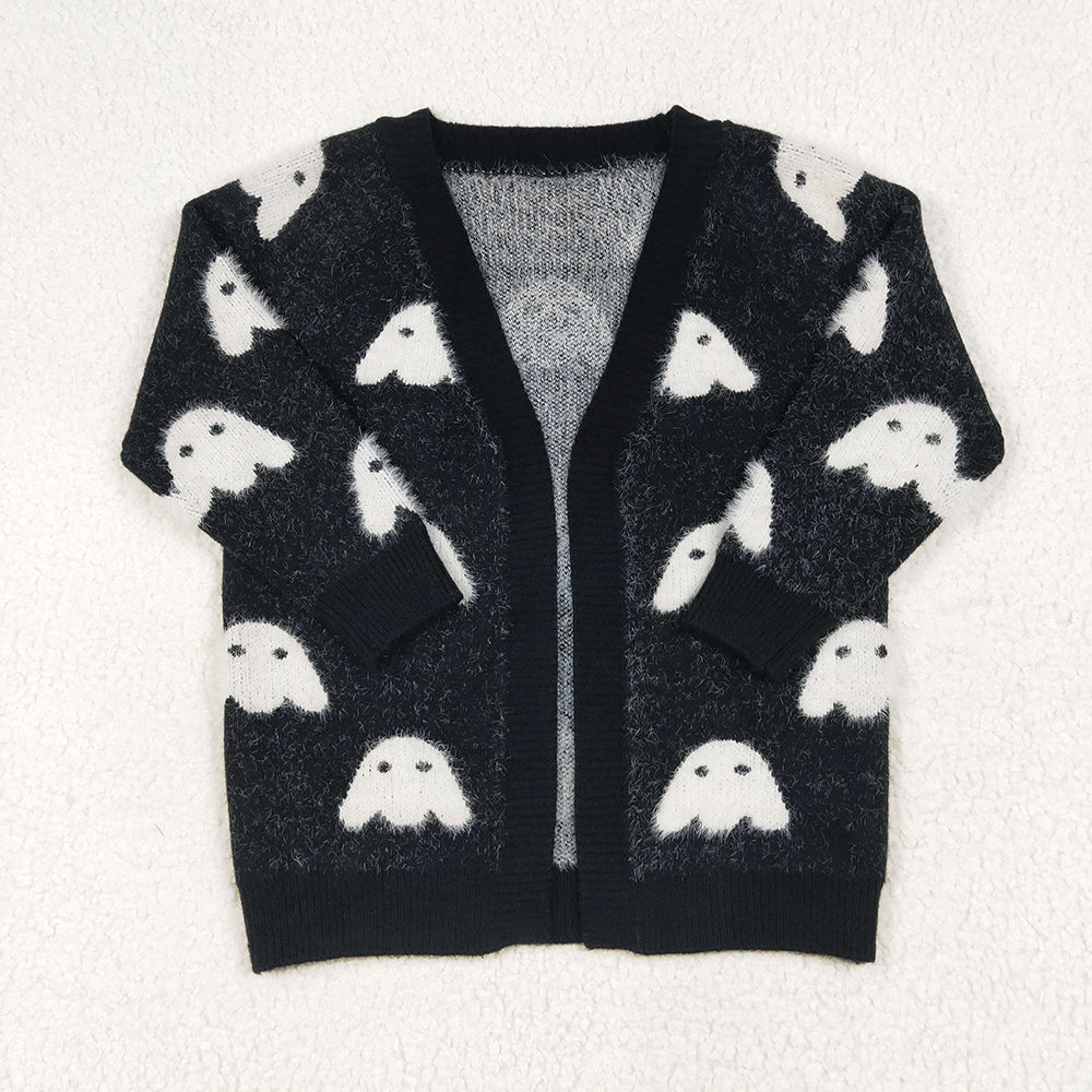 Baby Girls Halloween Black Ghost Long Sleeve Sweaters Cardigans