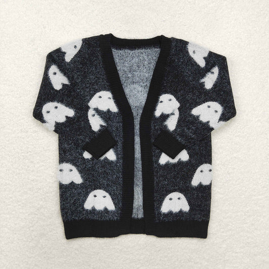 Baby Girls Halloween Black Ghost Long Sleeve Sweaters Cardigans