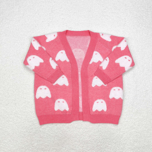 Baby Girls Fall Pink Ghost Pumpkins Halloween Long Sleeve Sweaters