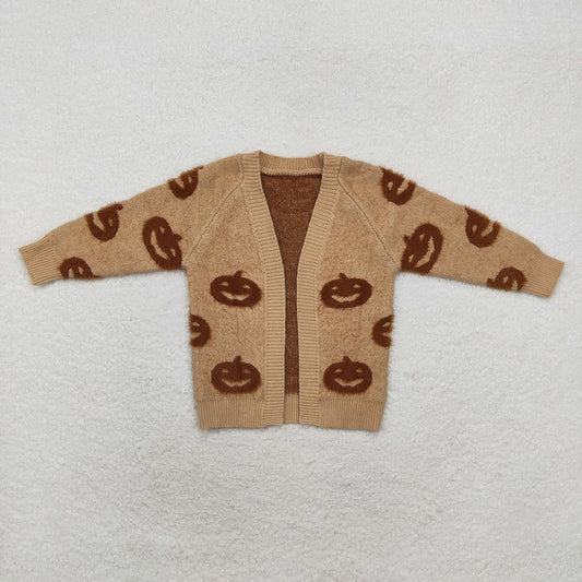 Baby Girls Halloween Pumpkins Long Sleeve Sweaters Cardigans