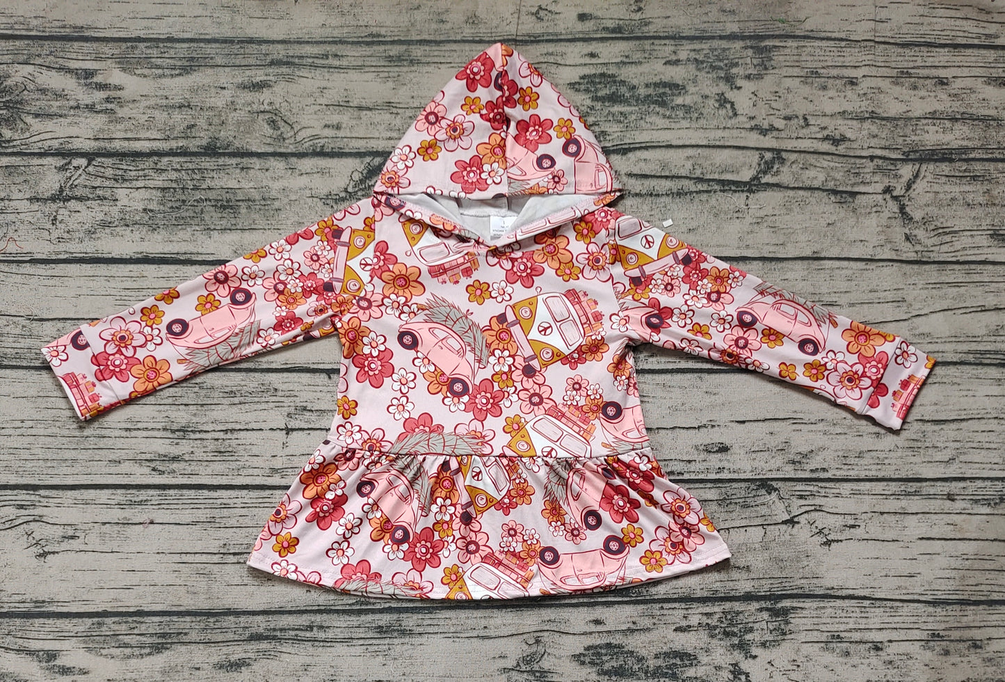 Baby Girls Fall Cars Flowers Hooded Ruffle Tops
