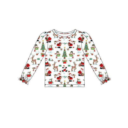 Baby Girls Christmas Snowman Deer Long Sleeve Tee Shirts Tops Preorder