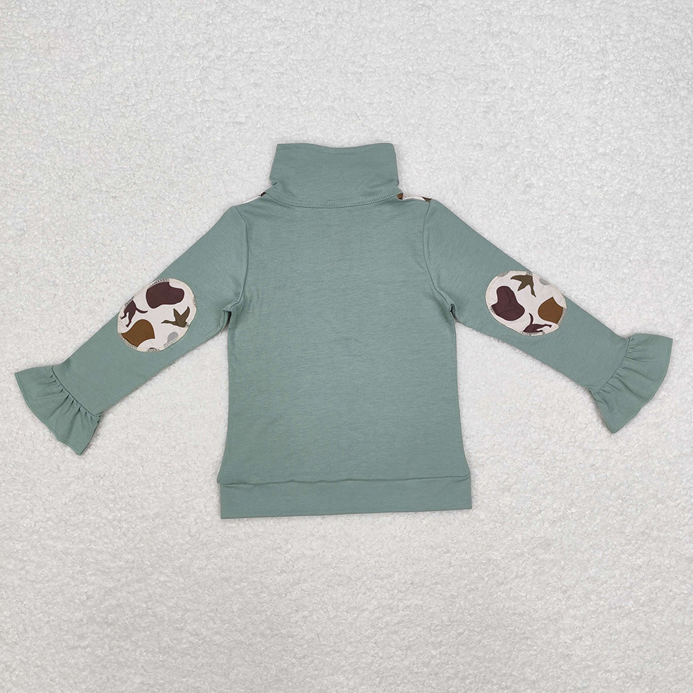 Baby Girls Camo Dog Ducks Long Sleeve Zip Pullovers Tops