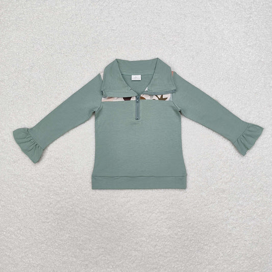 Baby Girls Camo Dog Ducks Long Sleeve Zip Pullovers Tops