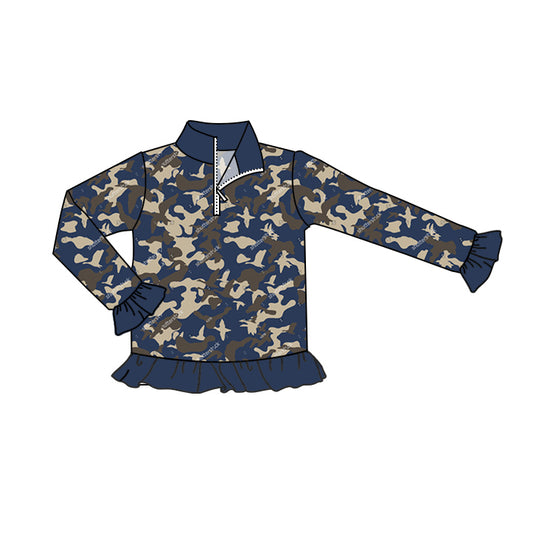 Baby Girls Navy Camo Zip Pullovers Shirts Tops Preorder