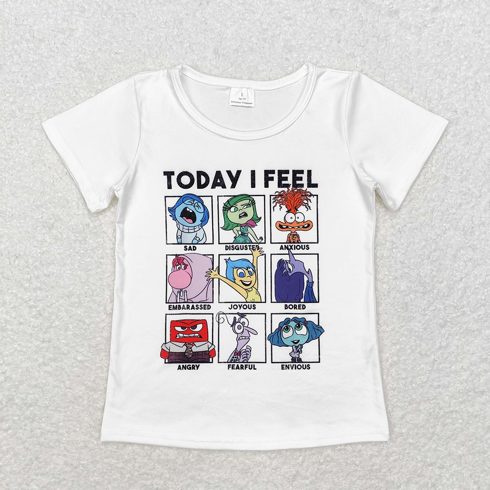 Baby Girls Cartoon Today I Feel Short Sleeve Tee Shirts Tops