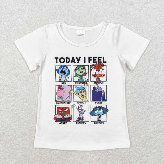 Baby Girls Cartoon Today I Feel Short Sleeve Tee Shirts Tops