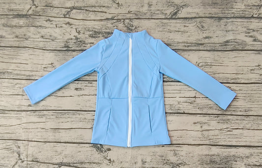 Baby Girls Light Blue Zip Pocket Yoga Active Wear Jackets