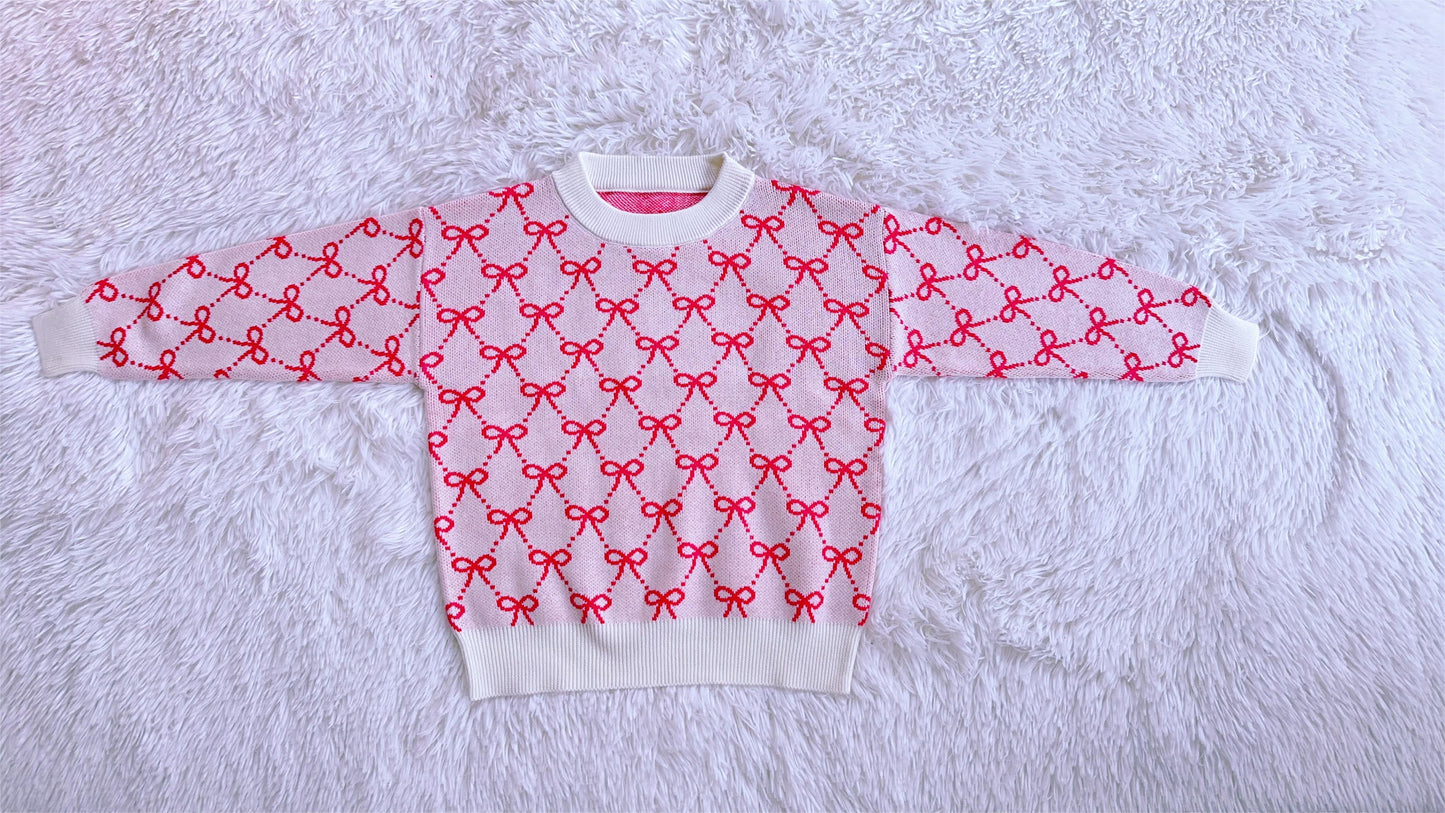 Baby Girls Pink Bows Long Sleeve Sweaters