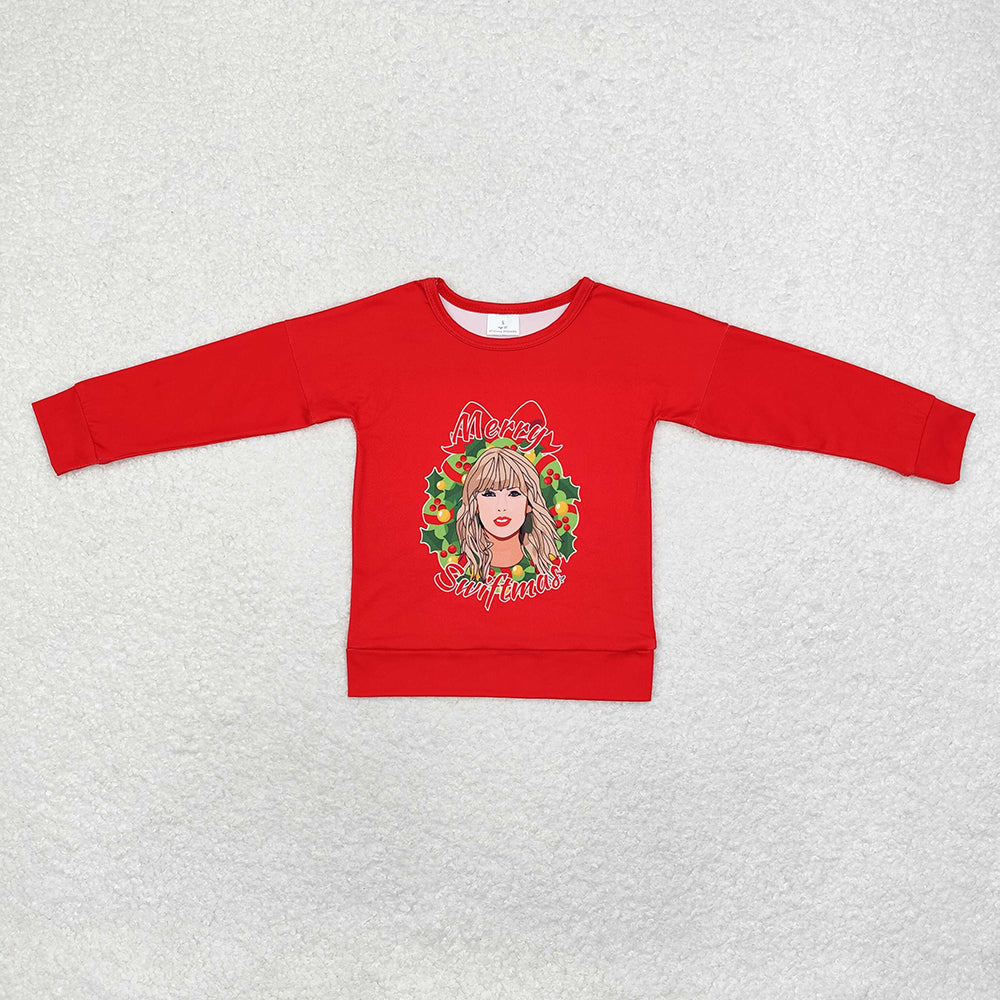 Baby Girls Christmas Red Singer Long Sleeve Tee Shirts Tops