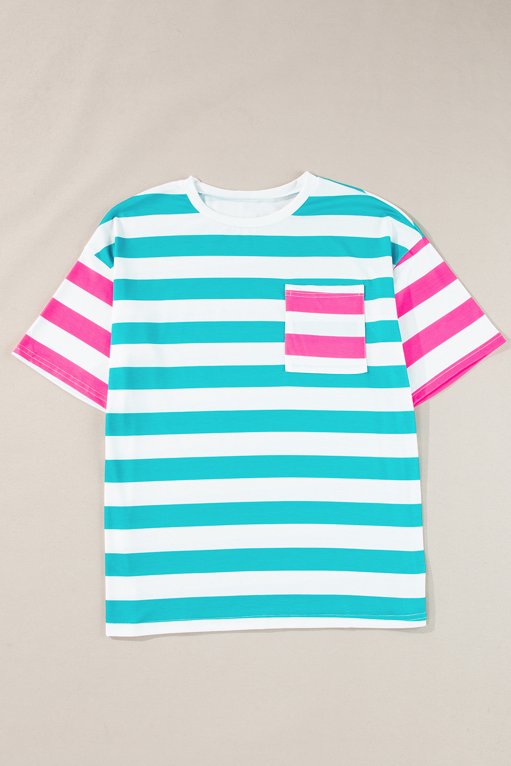 Adult Women Pink Blue Stripes Tee Shirts Tops Preorder