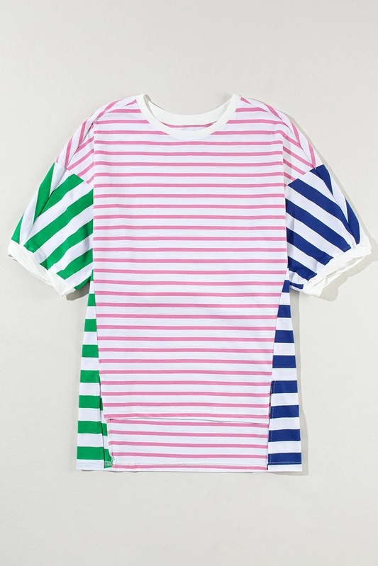 Adult Women Pink Stripes Tee Shirts Tops Preorder