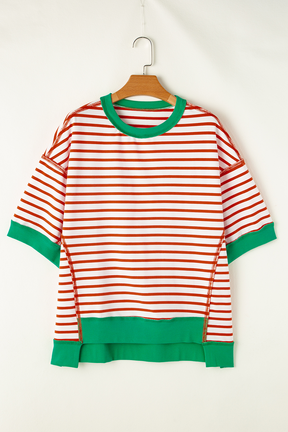 Adult Women Red Green Stripes Tee Shirts Tops Preorder