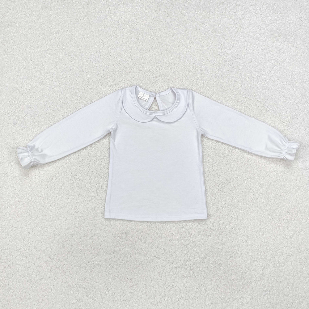 Baby Girls White Collar Long Sleeve Tee Shirts Tops