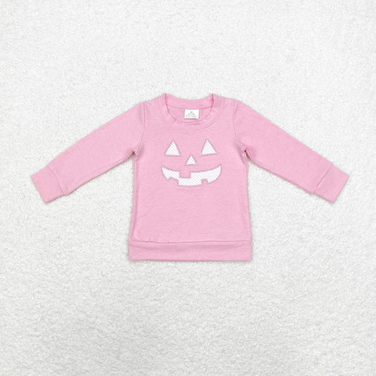 Baby Girls Halloween Pink Smile Face Long Sleeve Tee Shirts Tops