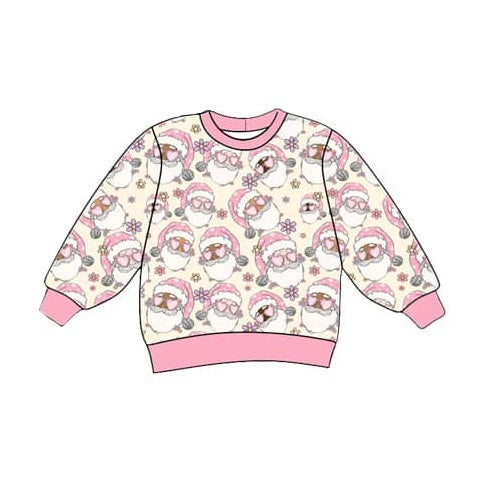 Baby Girls Chrsitmas Pink Santa Flowers Tee Shirts Tops Preorder