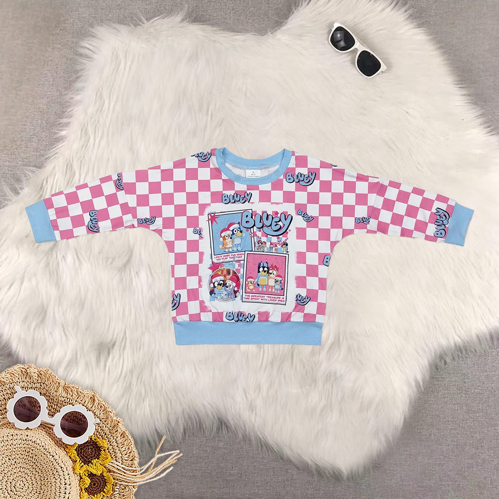 Sibling Baby Girls Christmas Blue Dogs Rompers Shirts Tunic Legging Pant Set