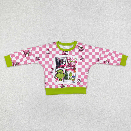 Sibling Girls Christmas Green Frog Checkered Rompers Shirts