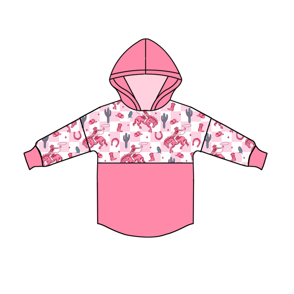 Baby Girls Rodeo Pink Cactus Hooded Long Sleeve Tops Preorder