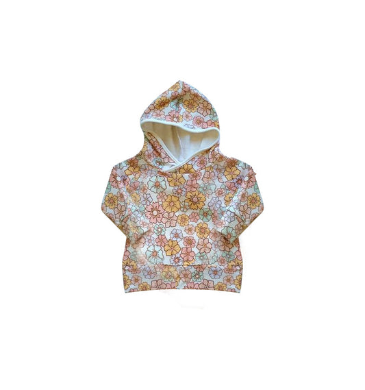 Baby Girls Pink Blue Flowers Hooded Long Sleeve Tops preorder