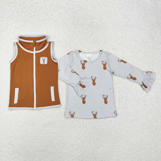 Baby Girls Deers Hunting Tops Vest 2pcs Sets