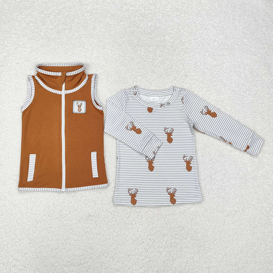 Baby Boys Deer Hunting Tops Vest 2pcs Sets