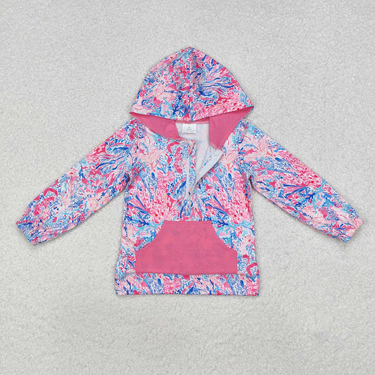 Baby Girls Pink Seaweed Hooded Long Sleeve Tops