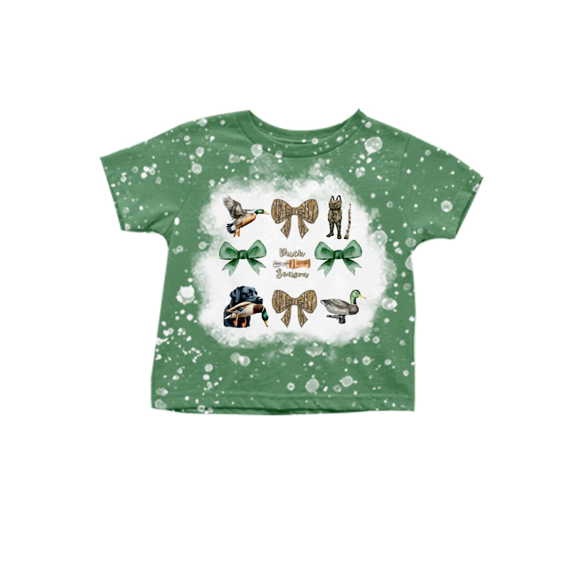 Baby Girls Green Hunting Duck Bows Tee Shirts Tops Preorder