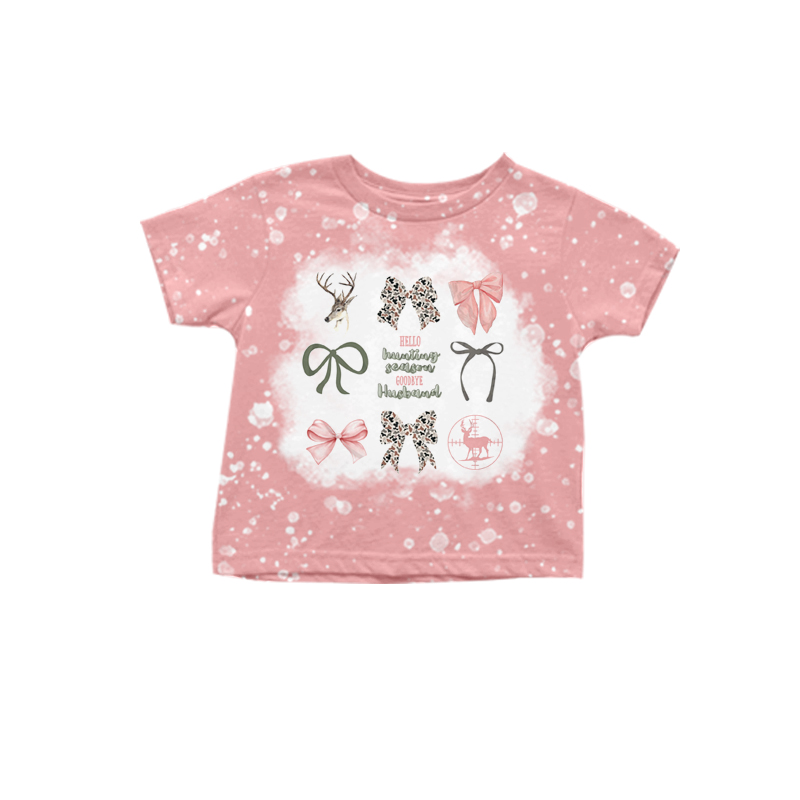 Baby Girls Pink Hunting Deer Bows Tee Shirts Tops Preorder