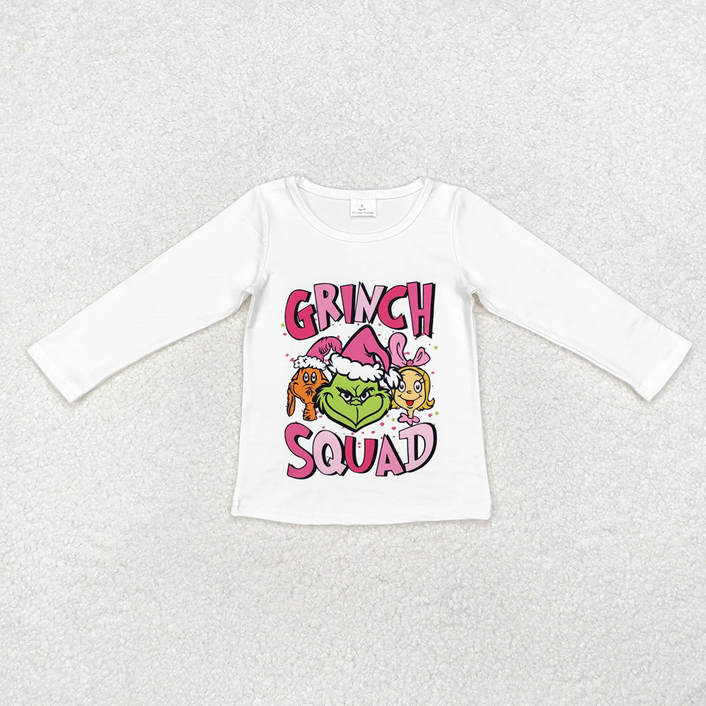 Baby Girls White Christmas Frog Long Sleeve Tee Shirts Tops