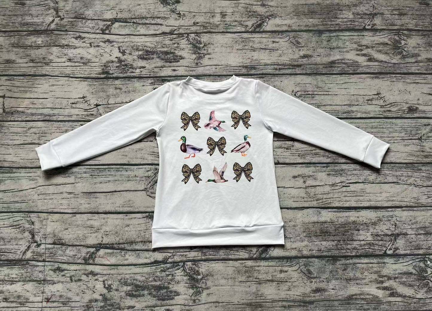 Baby Girls Bows Ducks Hunting Long Sleeve Tops