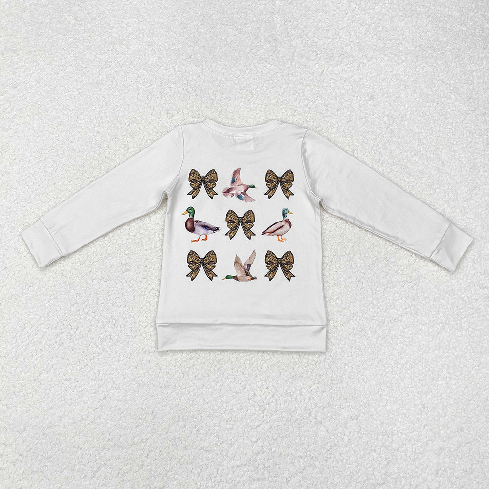 Baby Girls Bows Ducks Hunting Long Sleeve Tops