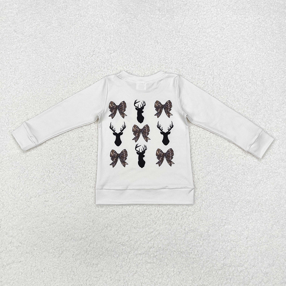 Baby Girls Bows Deers Hunting Long Sleeve Tops