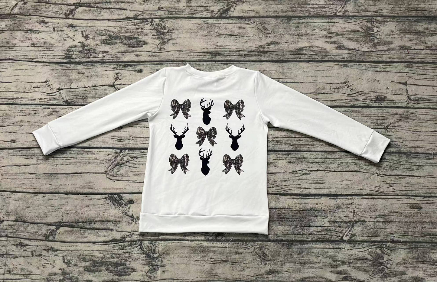 Baby Girls Bows Deers Hunting Long Sleeve Tops