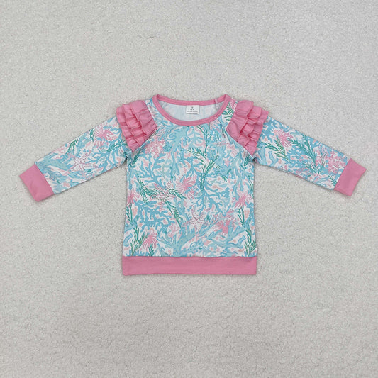 Baby Girls Light Pink Seaweed Long Sleeve Tee Shirts Tops