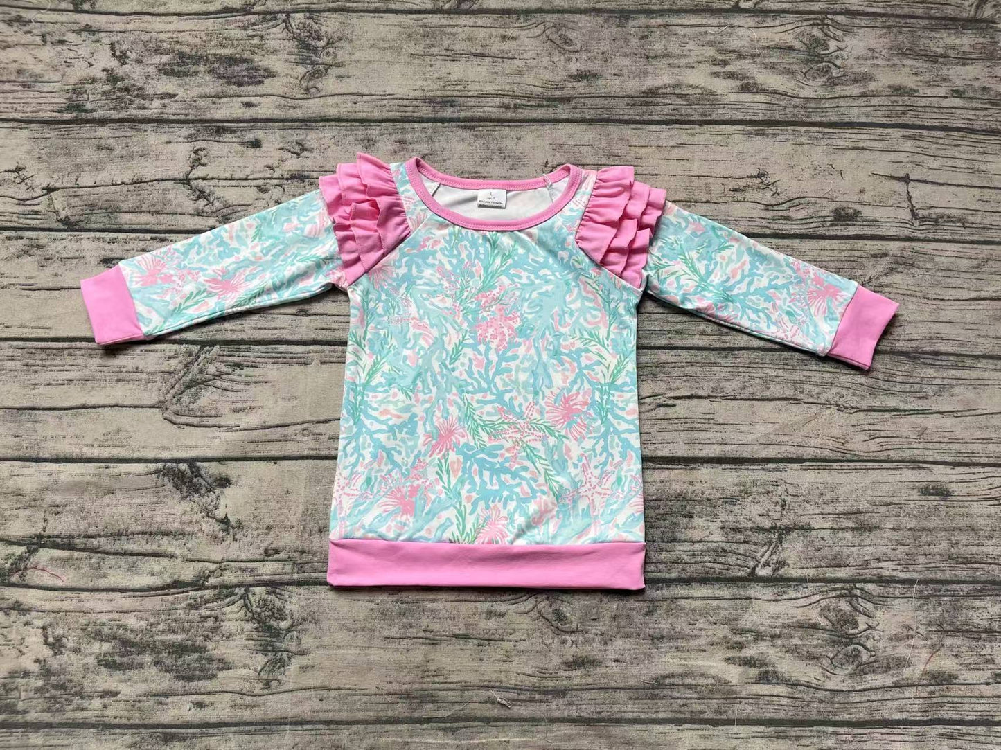 Baby Girls Light Pink Seaweed Long Sleeve Tee Shirts Tops