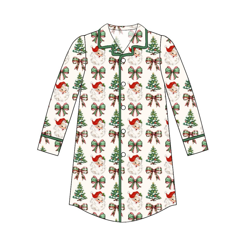 Adult Women Christmas Bows Santa Buttons Tops Pajamas Preorder