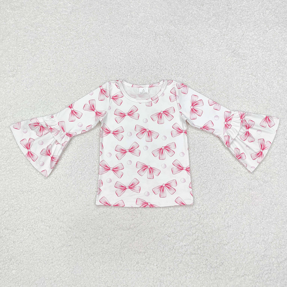 Baby Girls Pink Bows Long Sleeve Tee Shirts Tops