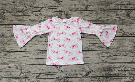 Baby Girls Pink Bows Long Sleeve Tee Shirts Tops