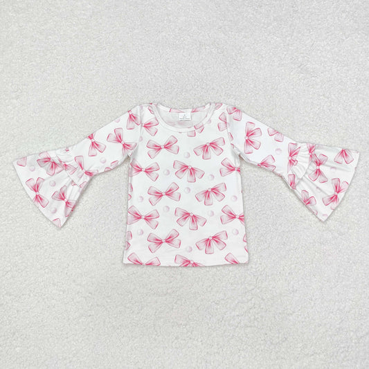 Sibling Baby Girls Colorful Bows Floral Tee Shirts Top