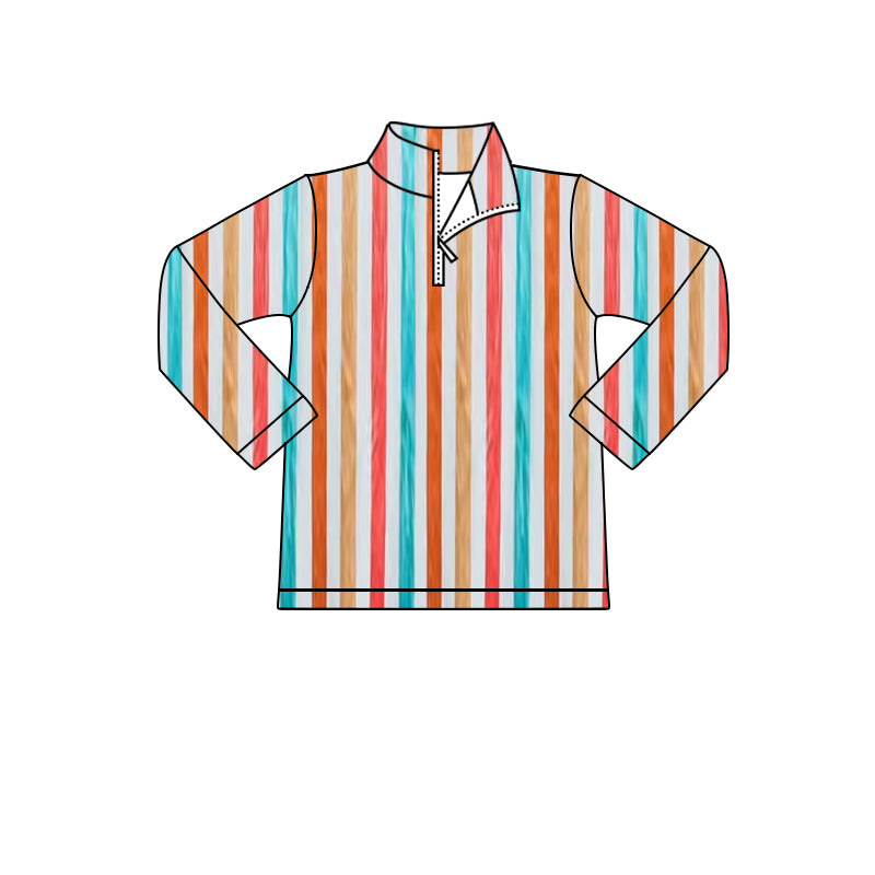 Baby Boys Blue Stripes Zip Pullovers Tops Preorder